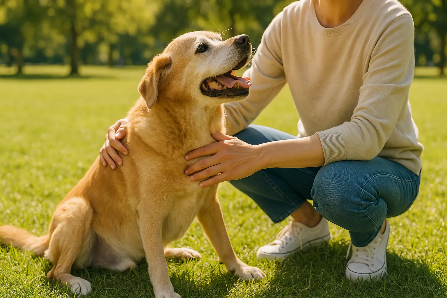 老犬と穏やかな日々を過ごすイメージ