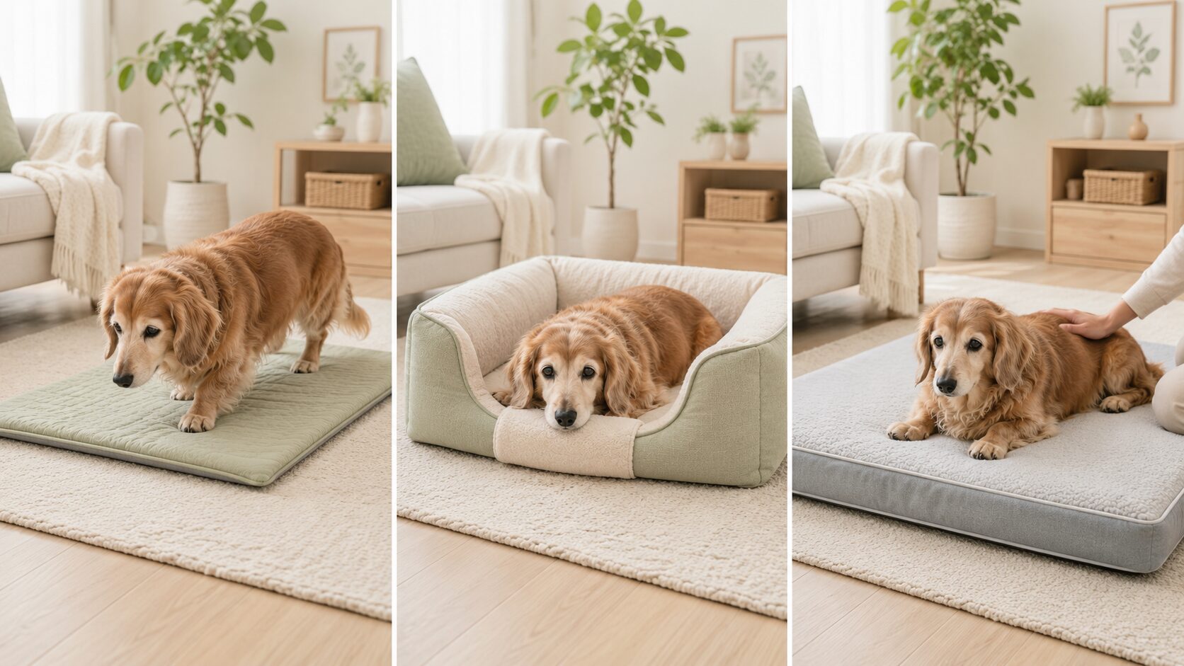 マット型・入口が低い囲い付き・フラットな介護用の老犬ベッド比較