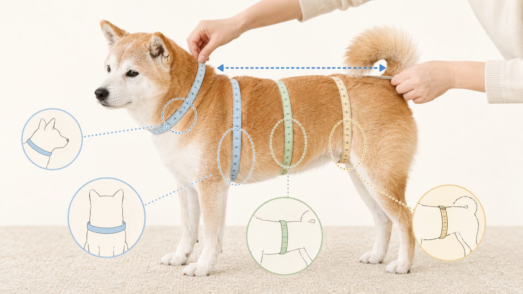 老犬用介護ハーネスを選ぶために胸回りや胴回りを測る位置