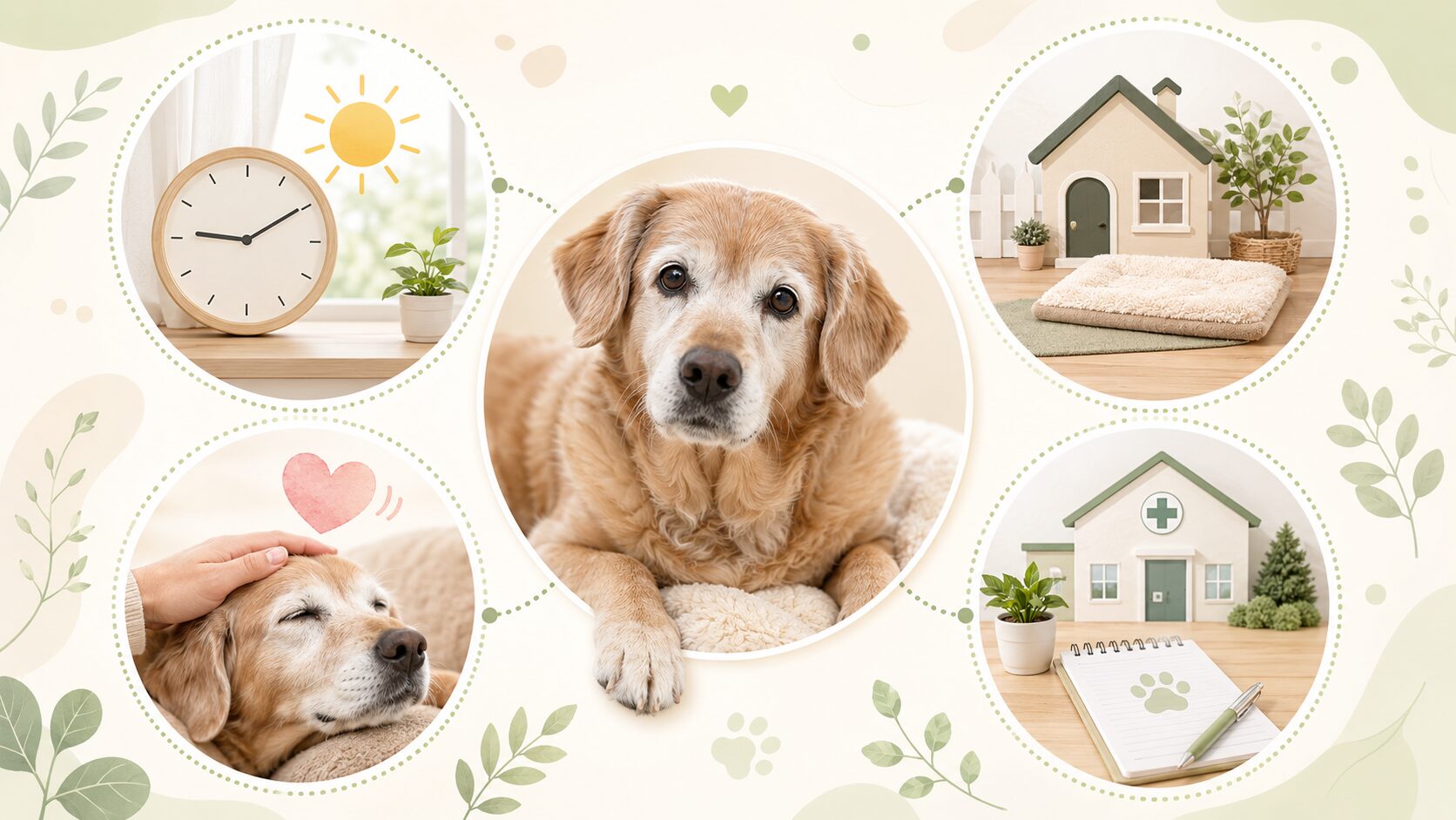 老犬の認知症かもしれないときに飼い主が確認したいことと対応をまとめた図解