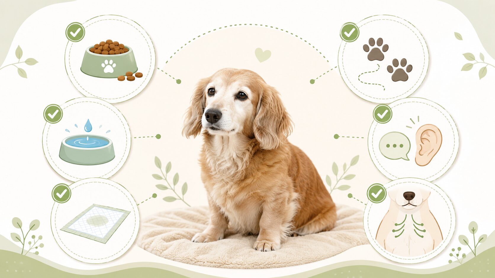 老犬が寝てばかりいるときに確認したい食欲や排泄などのポイントをまとめた図解