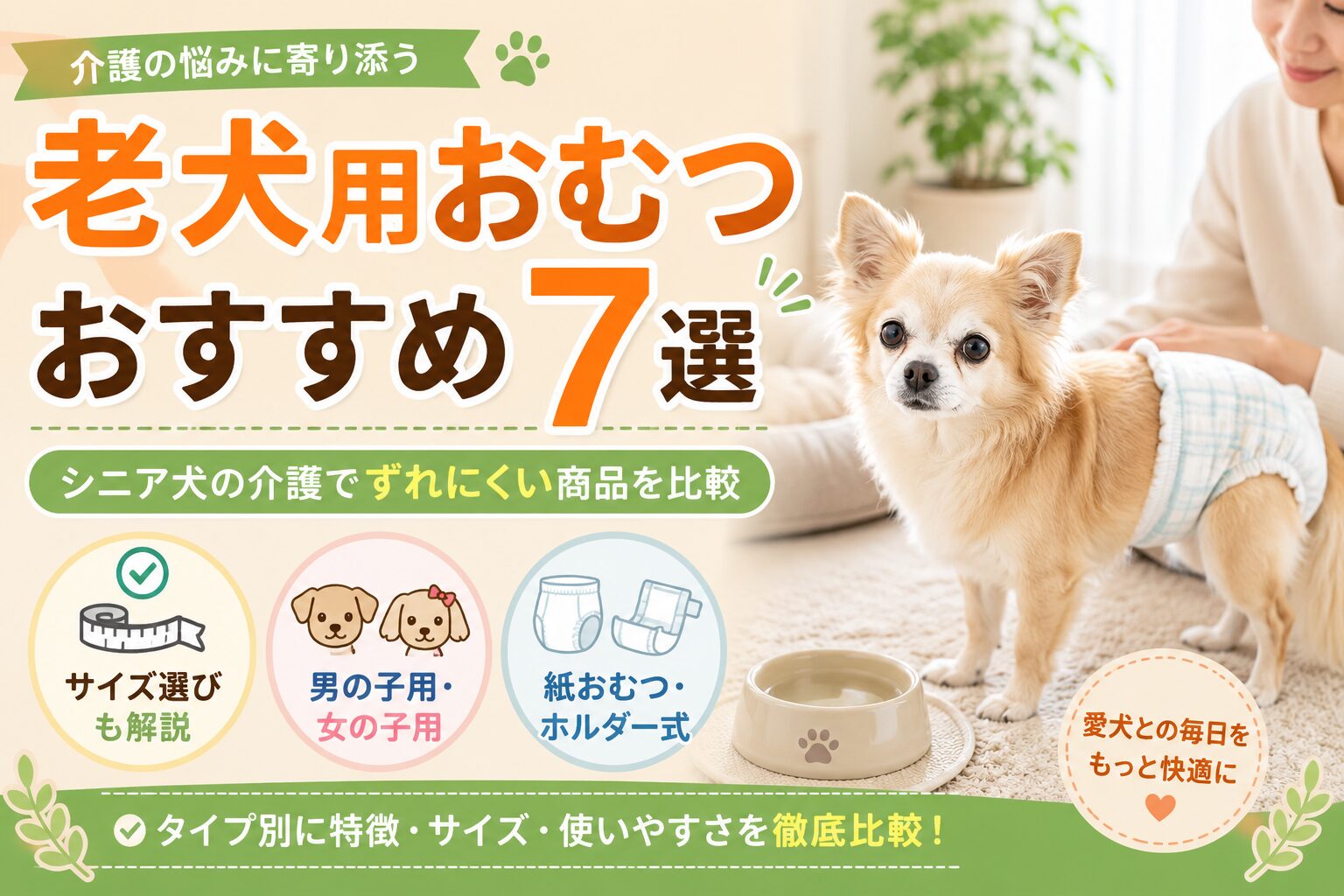 老犬用おむつおすすめ7選の記事アイキャッチ画像