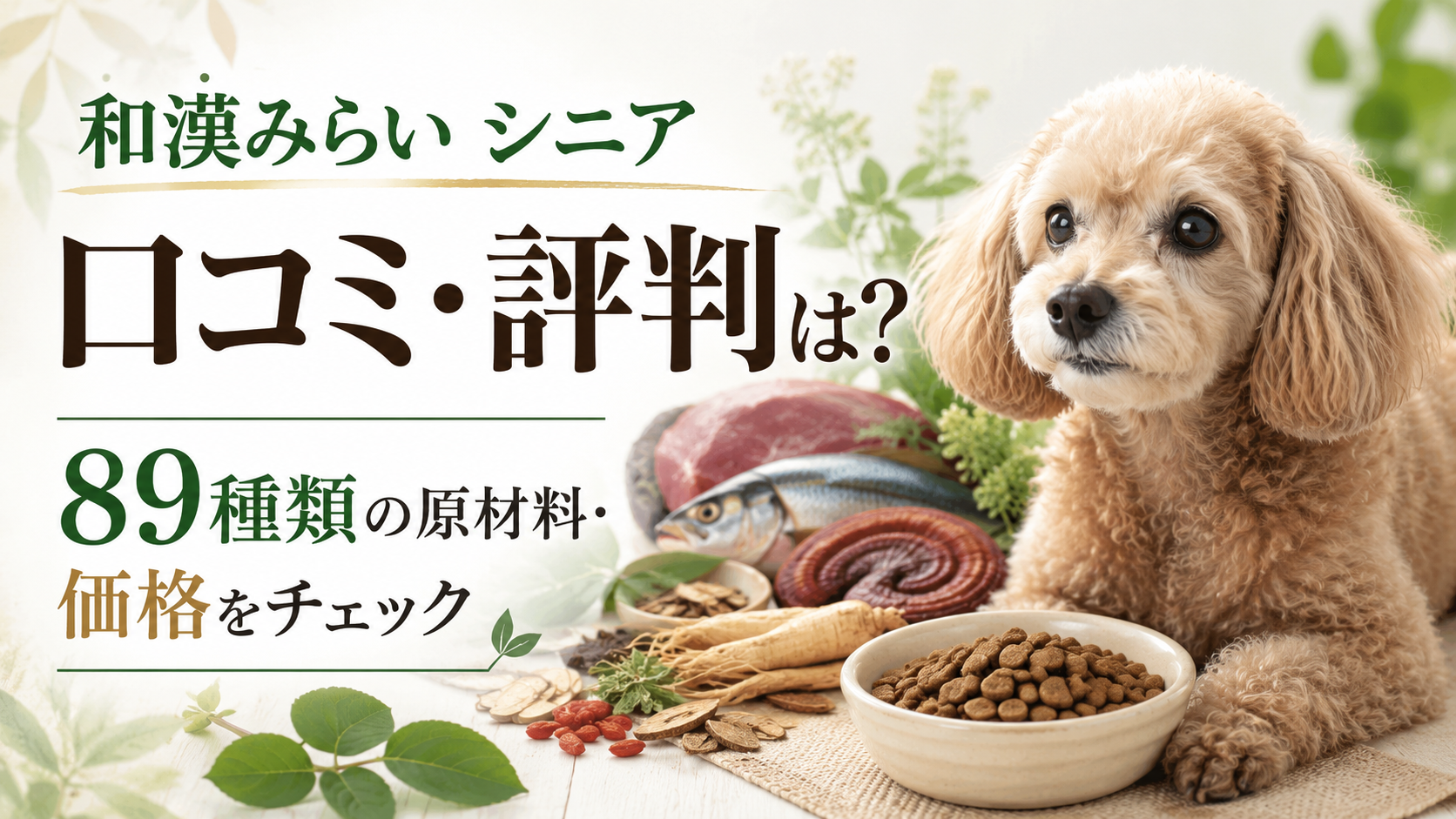 和漢みらいのドッグフード シニアの口コミ・評判は？89種類の原材料や